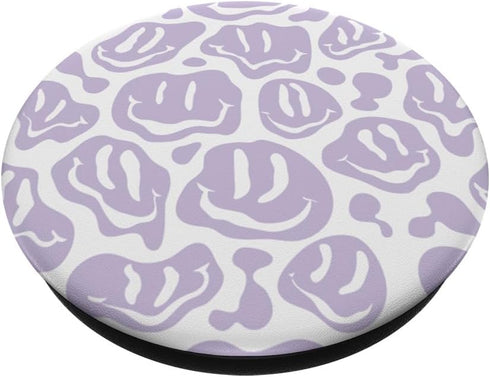 Light Pastel Purple White Dripping Smile Face PopSockets Standard PopGrip
