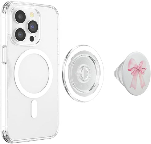 pink cute theme Girly || Watercolour Bow || Coquette || Aesthetic Pink Bow PopSockets PopGrip for MagSafe