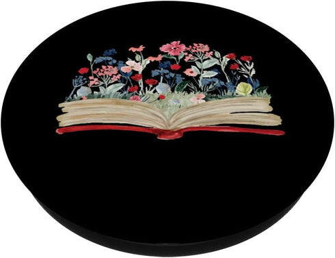 Flower Bookworm Avid Reader Gift, Floral Book Reading Nerd PopSockets Standard PopGrip