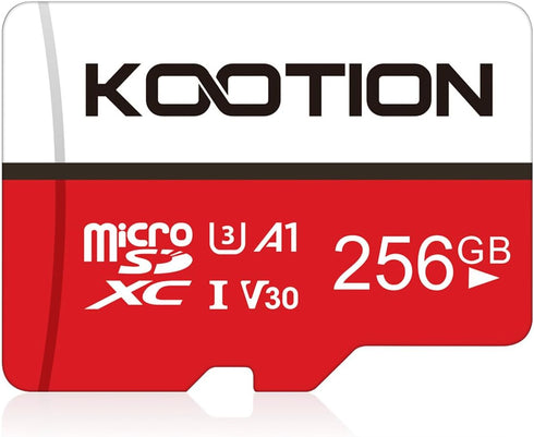 KOOTION 256GB Micro SD Card UHS-I U3 V30 4K for Camera, Action Camera, Drone, Smartphone with Adapter