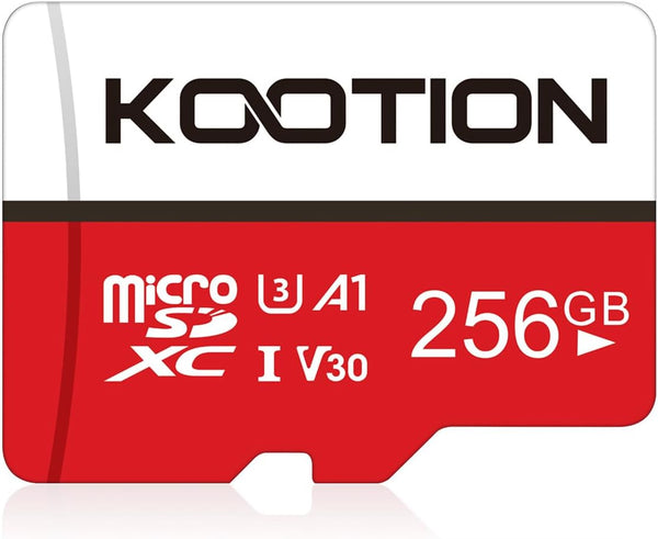 KOOTION 256GB Micro SD Card UHS-I U3 V30 4K for Camera, Action Camera, Drone, Smartphone with Adapter