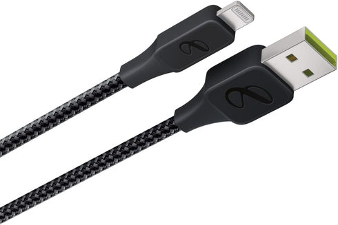 Black InstantConnect USB-A to Lightning Charging Cable for iPhone and iPad - Durable and Fast Charging.