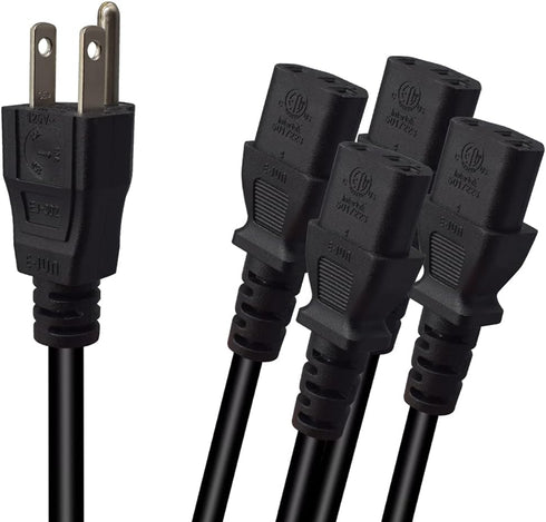 Toptekits 5-15P 4X C13 4 3 C13 Split(6ft/2m, 5-15P 4XC13) Computer Monitor Power Cord Splitter, NEMA to Y-Cable, Power