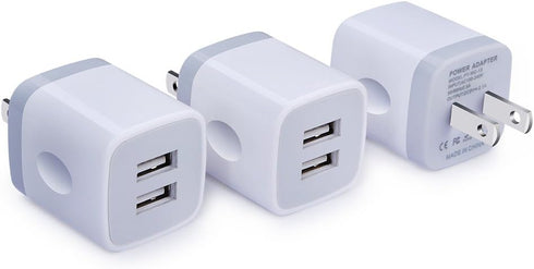 USB Wall Charger 3Pack, 2.1A Dual Port Charging Adapter, Compatible with iPhone 16 15 14 13 12 11 Pro Max, Samsung