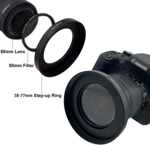 Front Step Up Ring 52mm to 80mm Lens Matte Box Adapter, 52mm Lens Adapter Ring to 77mm Lens Filters