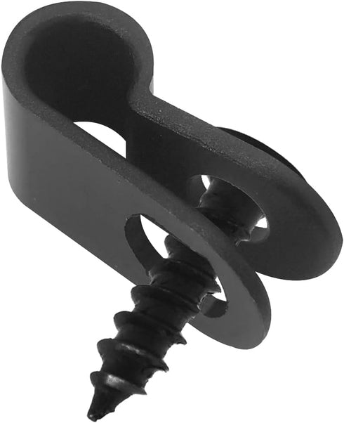 Cable Clamp R-Type Wire Clamp, 3/16" Nylon Screw Mounting Fastener Clips with Screws for Wire Management - Black - 50