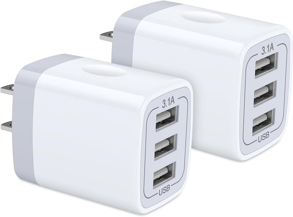 Hootek USB Wall Charger 2Pack, 3-Port 3.1A Power Adapter, Multi Port Quick Charger Block for iPhone 15 14 13 12 11 Pro