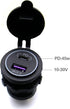 QC3.0 USB A Charger Socket for Car, LOKEKE Waterproof 45W PD USB Type C & QC3.0 Quick Charger Power Outlet Adapter for