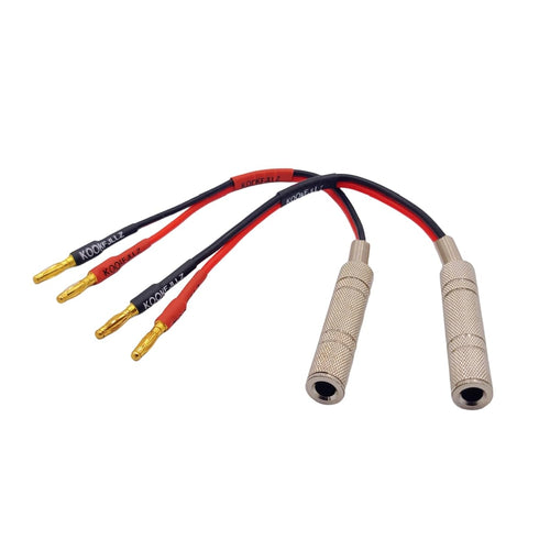 2-Pack 1/4 Inch TS Female to Banana Plug, Flexible Silicone Audio Plugs for Speaker Wire, 6 inch
