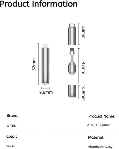 Headset 1-Pack) Mobile Phone SIM Card Removal Tool, Earphone Cleaning Kit, Premium Keychain, Bluetooth Cleaner (Silver
