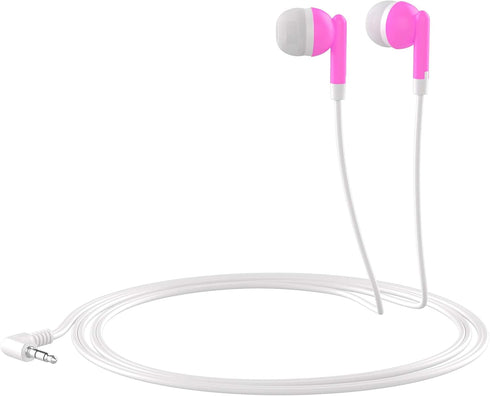 Maeline 10 Pack Bulk Earbuds with 3.5 mm Headphone Plug - Pink