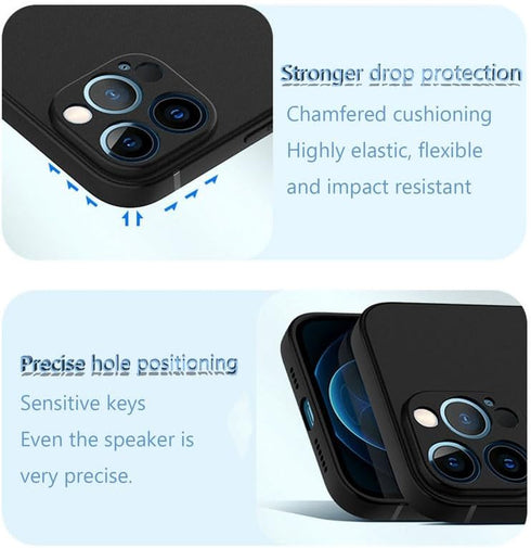 Phone Case for BLU View 4 (6.1") with 1X Tempered Glass Screen Protector, Ultra Thin Shockproof Black Soft Silicone