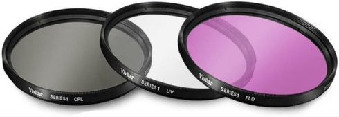 3 Piece Filter Kit (UV-CPL-FLD) + Lens Hood + Cap for Canon, Nikon, Sony, Olympus, Panasonic, Fuji, Sigma (49MM)