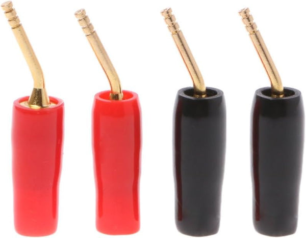 Hisocute 4 Pcs Wire Pin Plug Banana Plugs Speaker Screw Lock Cable Connectors