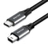 AGVEE 6ft USB-C to Mini USB Cable (2 Pack) - Braided OTG Charger for Hero 3+, PS3, Canon, Nikon, GPS, Blue Yeti, Dark