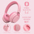 Kids Bluetooth Headphones 5.3, Wireless 60H Play Time, Volume Limited Over Ear Foldable Headset (Pink)
