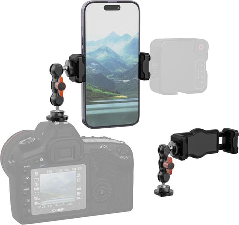 SOH Mingying SOH Hot/Cold Shoe Phone Mount Holder, Universal 2 Ball Head Smartphone Mount