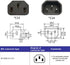 JSER IEC Male C14 to Right Angled 90 Degree IEC Female C13 Power Extension Adapter, 220V 10A Max