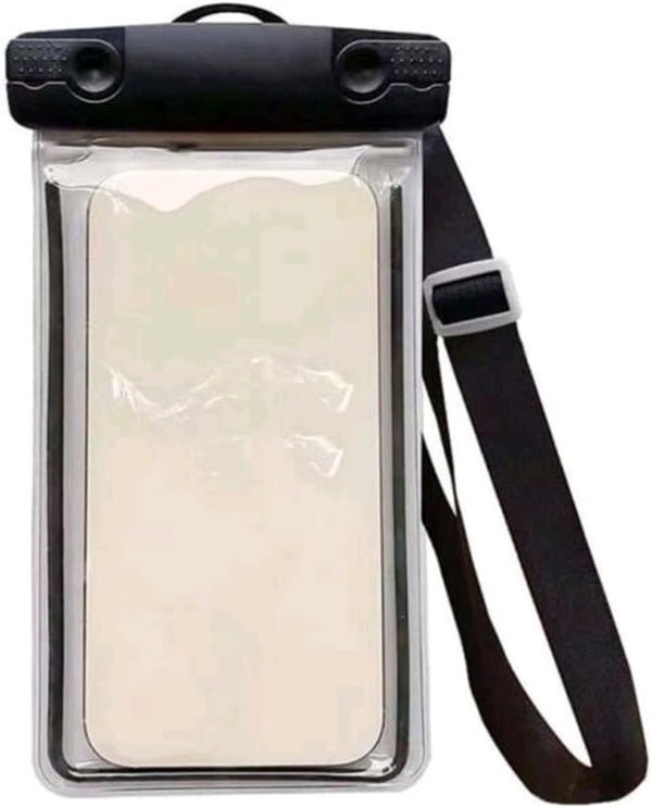 Sea, Sand & Sun Large Waterproof Phone Case, Deluxe Pouch for Beach, Swimming, Kayak, River, Pool, IPX8, Black
