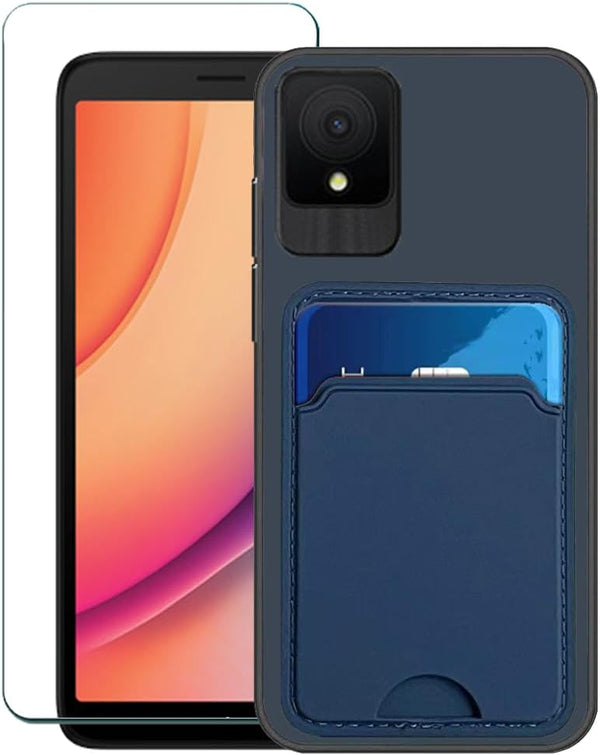 TCL K11 Phone Case with Screen Protector, Wallet Cover with Credit Card Holder Protection, Silicone Rubber Slim Design,