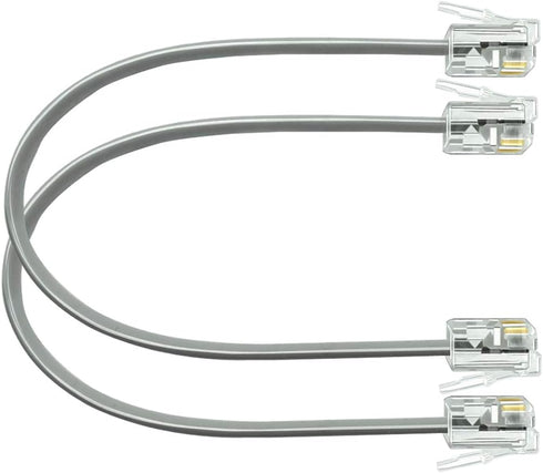 NECABLES 2-Pack 6 Inch Short Telephone Cord, Wall Phone Cable for Landline RJ11 6P4C Male to Male