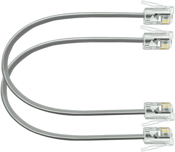 NECABLES 2-Pack 6 Inch Short Telephone Cord, Wall Phone Cable for Landline RJ11 6P4C Male to Male