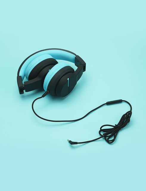 iClever HS19 Kids Headphones - Over-Ear, Volume Limiter 85/94dB, Foldable, Shareport, Wired for iPad/Travel (Black)