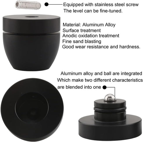 Tertullus 4 Pcs Ball Beads Speaker Isolation Feet, Audio Shock Absorber Subwoofer Isolation Pads 33×30 (Black)