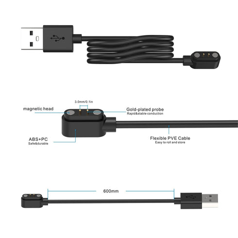 IDW13/15/16/17/19/21/23/25/26/28, ID208, GTX20, Smartwatch Charger, Magnetic Charging Cable for Replacement USB