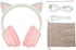 KUIDAMOS Cat Ear Headphones with Detachable Microphone, 7 Colors LED Lights, Foldable Over Ear Headphones, BT and Wired