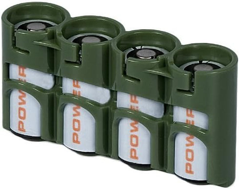 Slimline CR123 Battery Storage Caddy, Military Green, Holds 4 Batteries (Not Included)