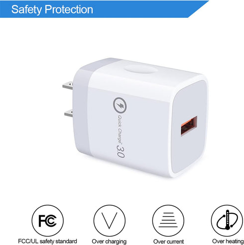 Quick Charge 3.0 Fast Charger with 6Ft USB Type C Cable for LG Stylo 4/5/6, Samsung Galaxy S24 S23 S22 S21