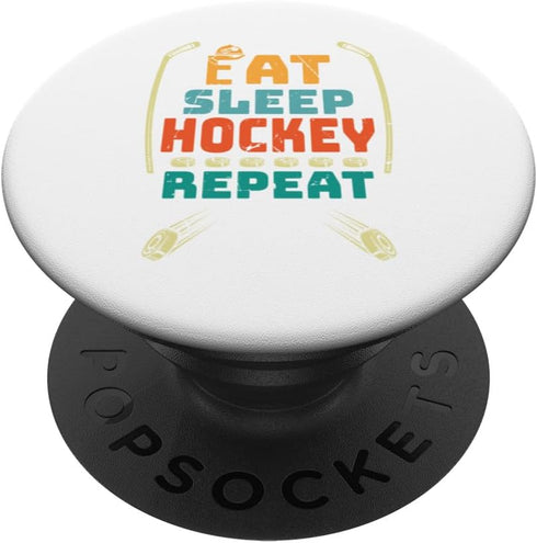 Couscous Eat Sleep Hockey Repeat funny retro vintage PopSockets Standard PopGrip