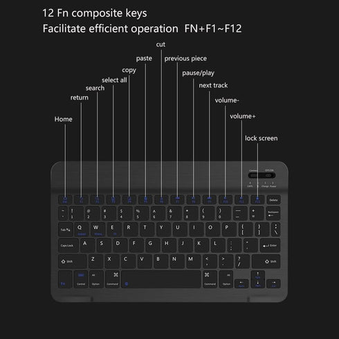 Thin 7 Inch Rechargeable Russian Keyboard, Bilingual Bluetooth for Android, Windows, iOS