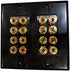 Black Speaker Wall Plate 16 Post for 8 Speakers, Color Coded for Home Theater System