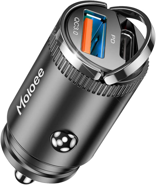 USB C 60W Car Charger Fast Charge, 30W PD & 30W QC3.0 with Metal Body, Universal for iPhone 13/13 Pro/12/12 Pro