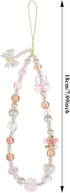 Shimmeroo Y2k Pink Camera Strap Wrist, Cute Glass Beads Digital Phone Wrist Charms Style Pearl Camera Charm Strap