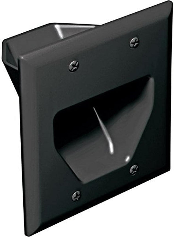 DATA COMM Electronics 45-0002-BK 2-Gang Recessed Low Voltage Cable Wall Plate, Black