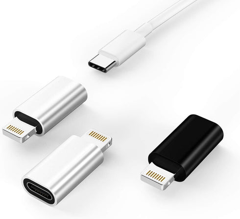 3Pack USB C to Lightning Adapter for iPhone 12, 11, Mini, Pro, Max, XS, XR, X, SE2, 7, 8 Plus, iPad Air, Type C Charger.
