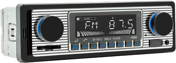 Classic Single Din Car Radio with Bluetooth, FM Radio, Hands-Free Calling, USB, SD, AUX Port, Audio Recording, Remote
