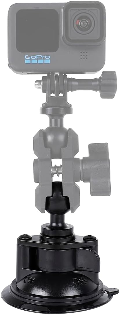 Suction Cup Base Mount with 25mm/1" Ball, Compatible with RAM Mounts and Other B Size Double Ball Socket