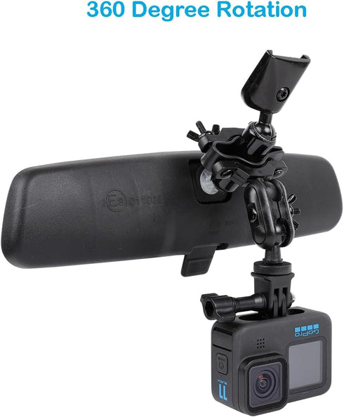 PellKing Dash GoPro Mount Rear View Mirror Holder Suction Cup Kit for Insta360 X4/X3, One R, Rs, GoPro 11/10/9/8/7/6/5