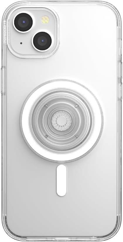 PopSockets iPhone 15 Plus Case with Round Phone Grip, Clear, Compatible with MagSafe, Wireless Charging