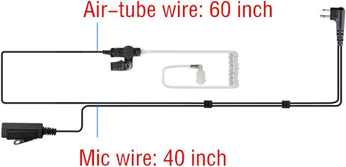 A 2 Pin Transparent Acoustic Tube Earpiece/Headset for Motorola Two Way Radio CP200, CLS1110,CLS1410 Walkie Talkies