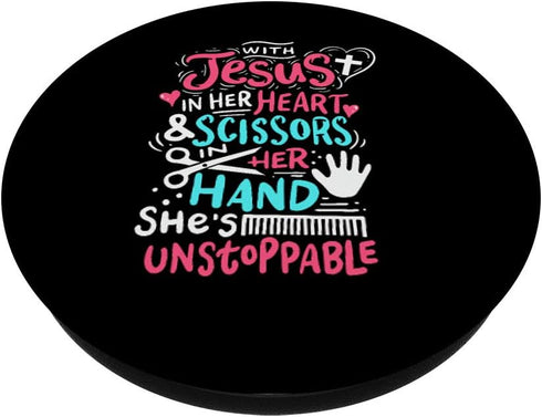 Hairdresser Hairstylist Jesus Tee Christian Scissors PopSockets PopGrip: Swappable Grip for Phones & Tablets