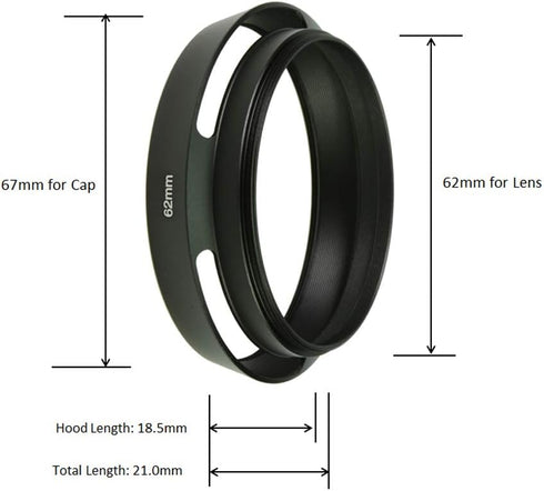 SIOTI 62mm Lens Hood, Matte Treatment Inside, Aluminum Material, Compatible with All Camera Lens