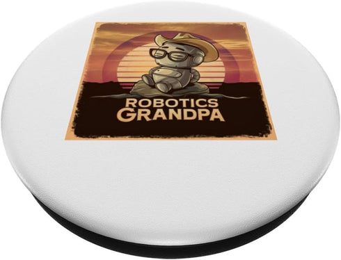 Robotics Grandpa Stem Vintage Sunset Cute Robot Stem tee PopSockets Standard PopGrip