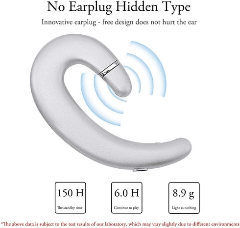Ear Hook BT Wireless Headphone, Non Ear Plug Headset with Microphone, Single Ear Noise Cancelling Earphones for Android