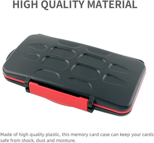 Memory Card Case, Water-Resistant Anti-Shock Holder for 12 SD SDXC SDHC + 12 Micro SD MSD TF Cards Storage Organizer