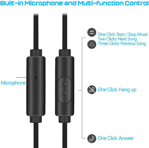 3 Packs Earphones with Remote & Microphone, In-Ear Stereo Sound, Noise Isolating for Smartphones, Laptops, Gaming